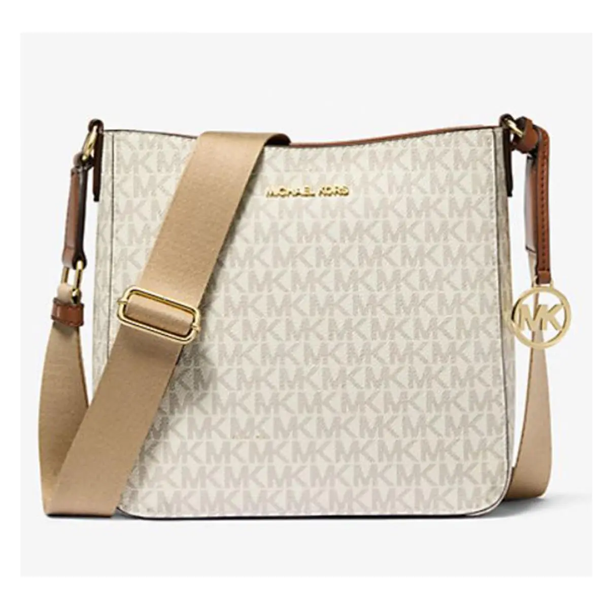 Michael Kors Jet Set Travel Small Signature Logo Messenger Bag Lightcream 35S5