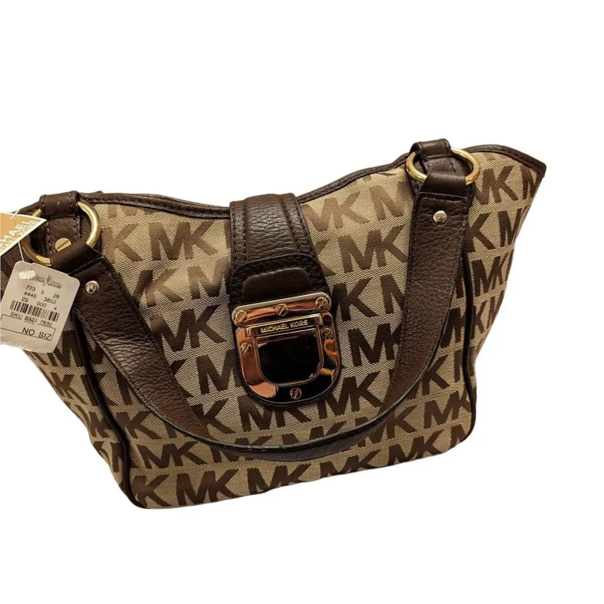 Michael Kors Canvas Logo Bag Gold Hardware-leather Purse