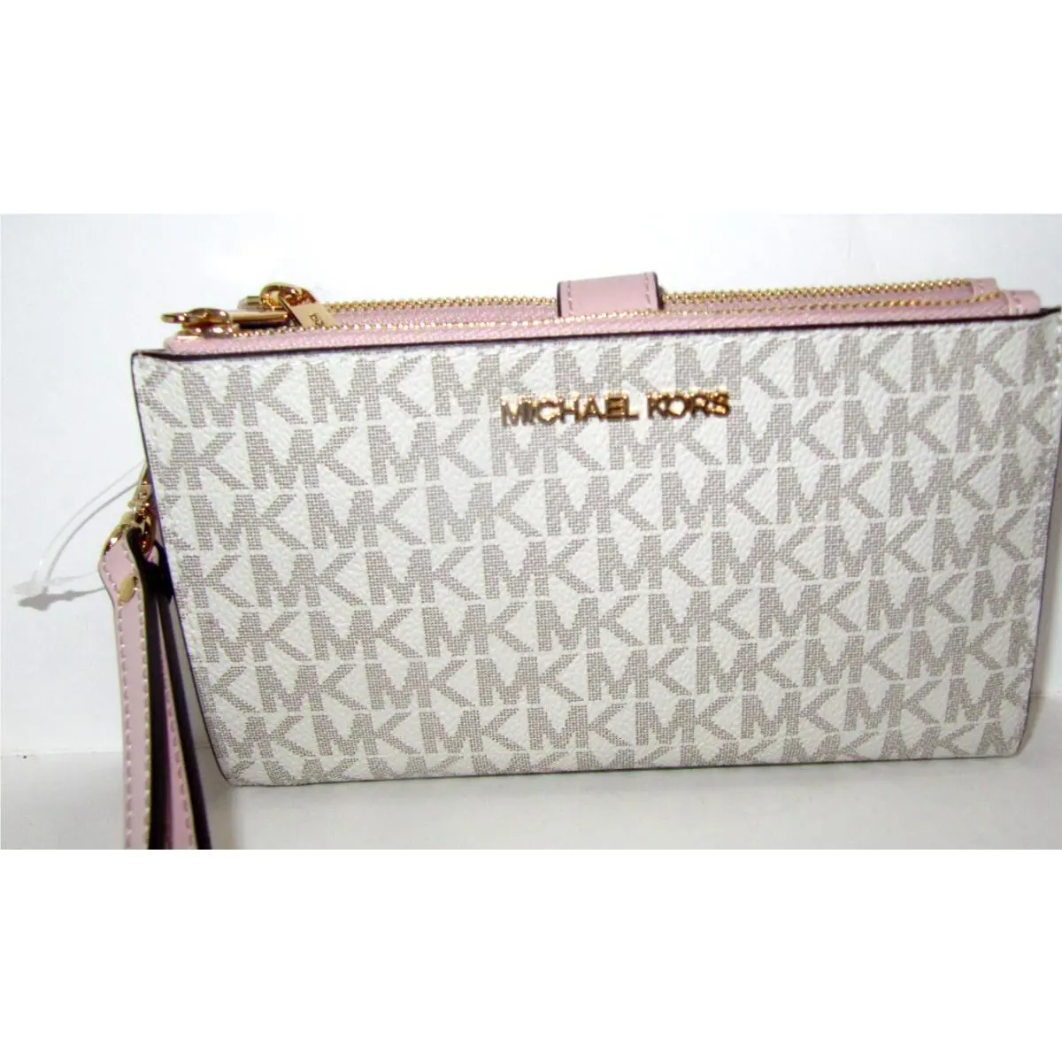 Michael Kors Jet Set Large Signature Logo Wristlet Powder Blush Pink