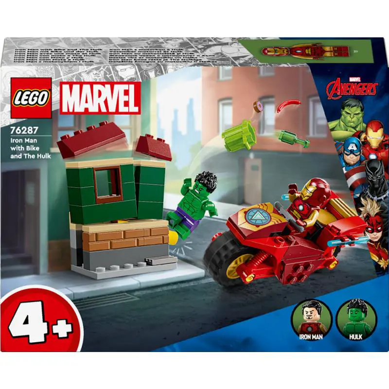 Lego Marvel Iron Man with Bike and The Hulk 76287 Toy Building Kit 68 Pcs