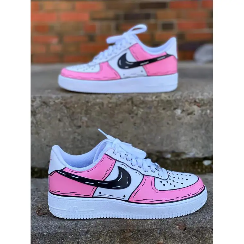 Nike shoes - Nike Air Force 1 - Air Force - CW2288-111 - White, Two Tone: Cartoon Pink Shoes White Black Outline 2