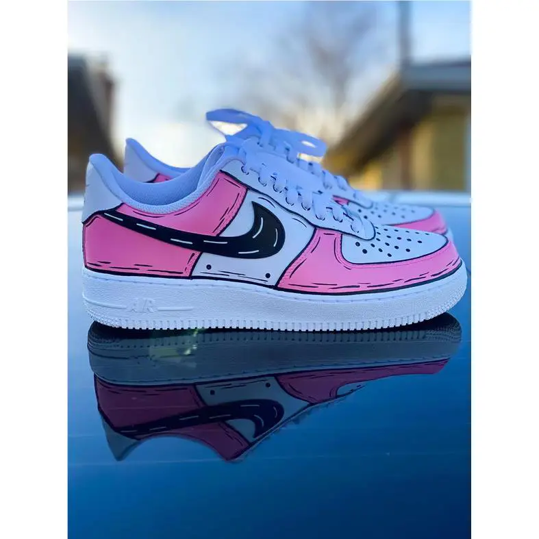 Nike shoes - Nike Air Force 1 - Air Force - CW2288-111 - White, Two Tone: Cartoon Pink Shoes White Black Outline 3