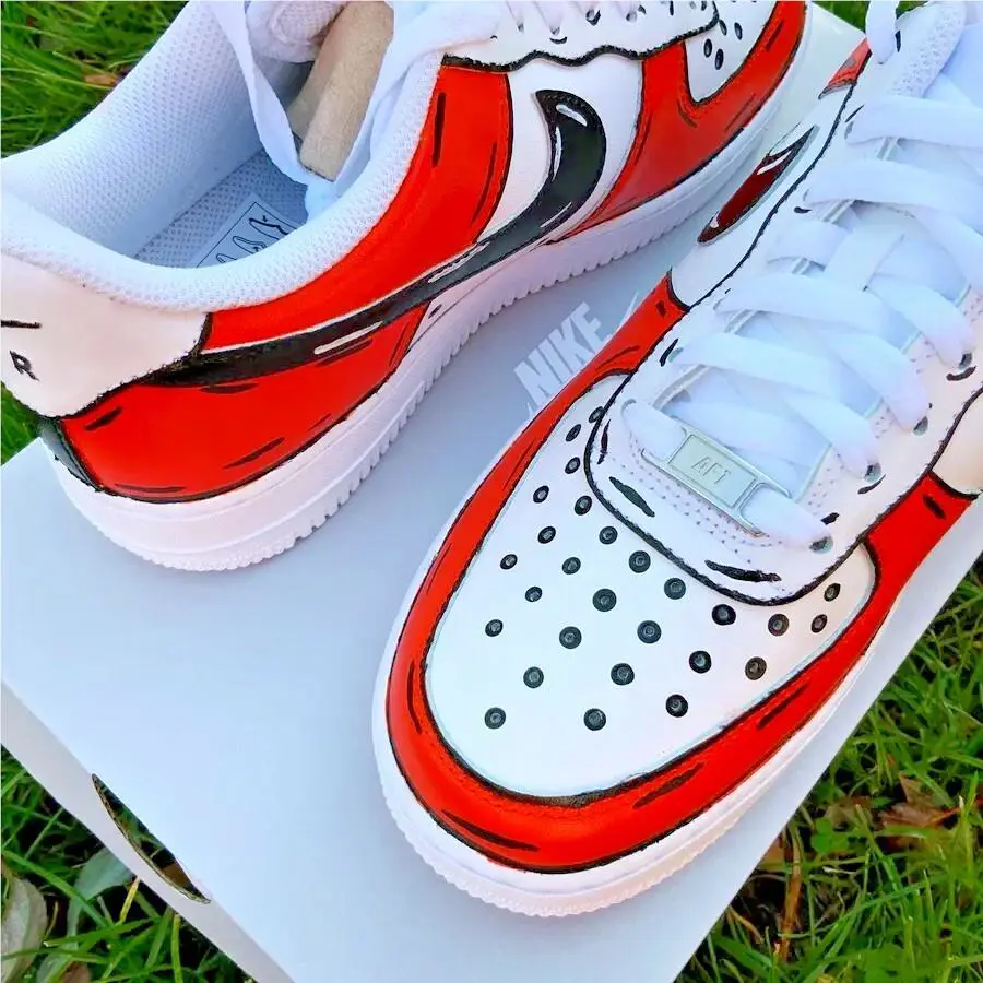 Nike shoes - Nike Air Force 1 - Air Force - CW2288-111 - Orange, Two Tone: Cartoon Orange Shoes White Black Outline 2