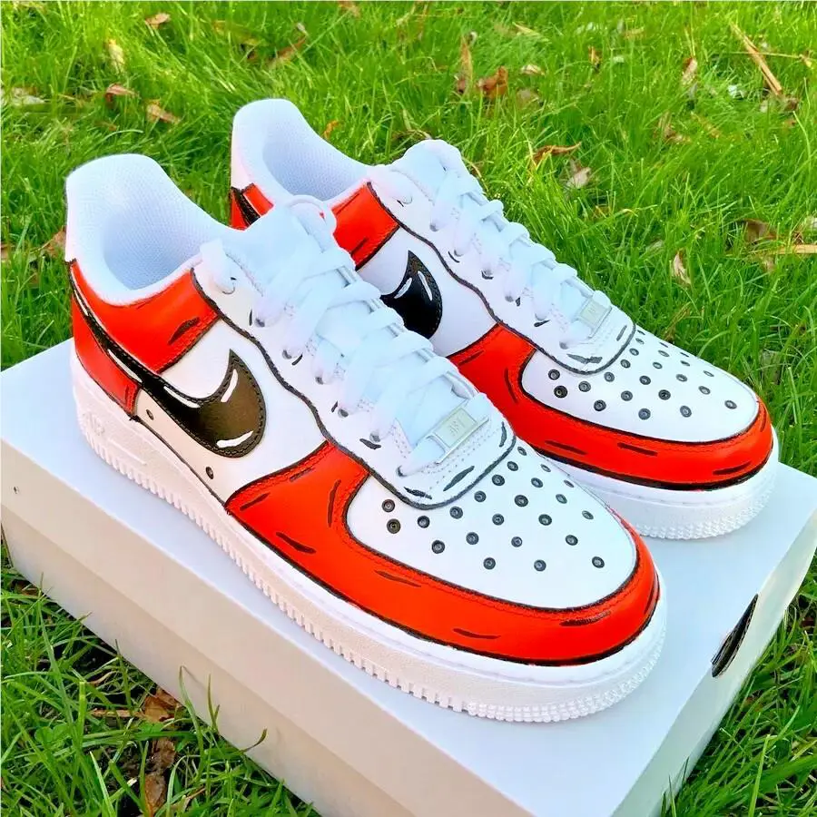 Nike shoes - Nike Air Force 1 - Air Force - CW2288-111 - Orange, Two Tone: Cartoon Orange Shoes White Black Outline 24