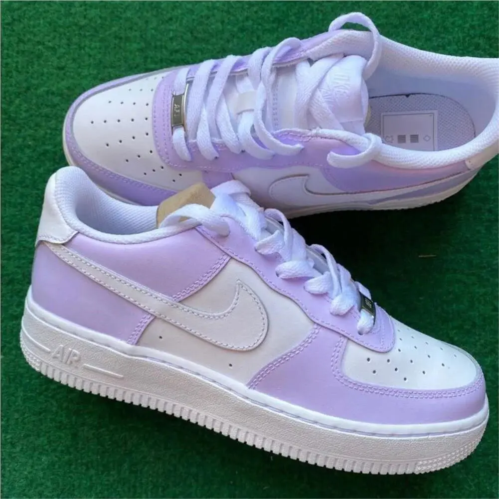 Nike Air Force 1 Custom White Shoes `lilac Light Purple` Mens Womens Kids Sizes