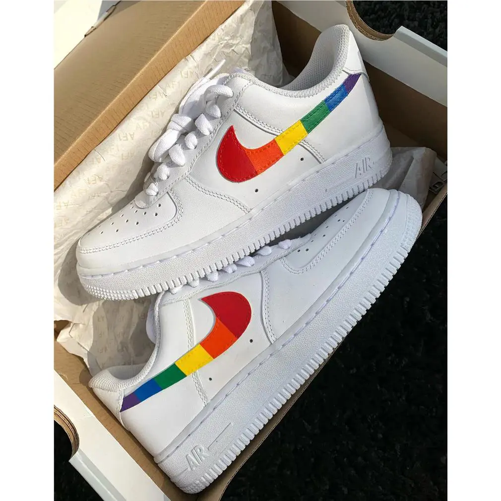 Nike shoes - Nike Air Force 1 - Air Force - CW2288-111 - White, Two Tone: Rainbow Pride Swoosh 1