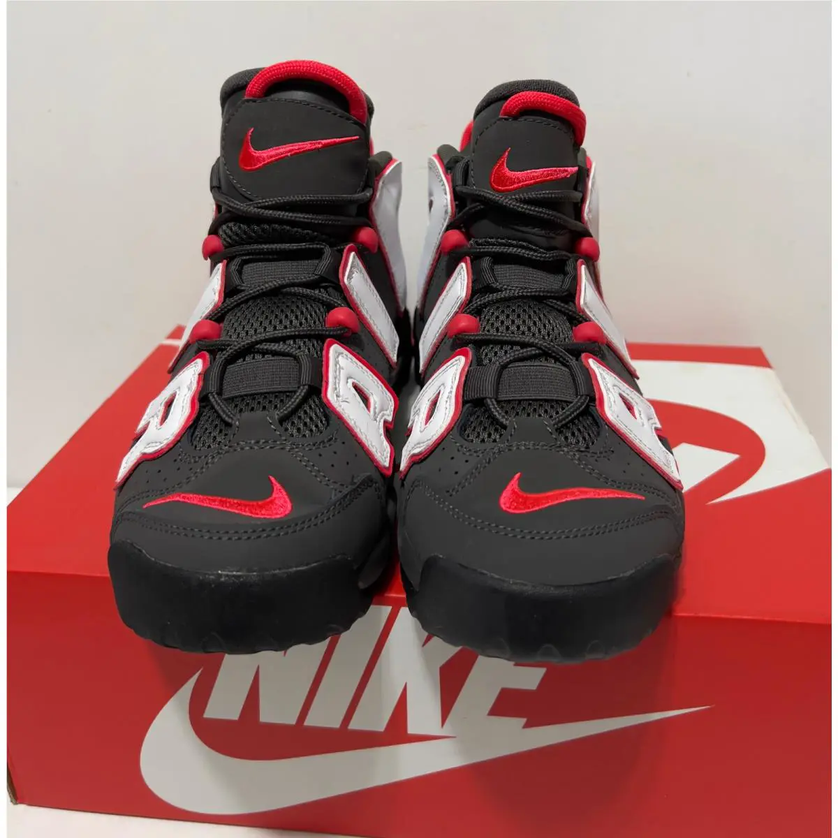 Nike shoes Air More Uptempo - Medium Ash/Black/Sired Red/White 14