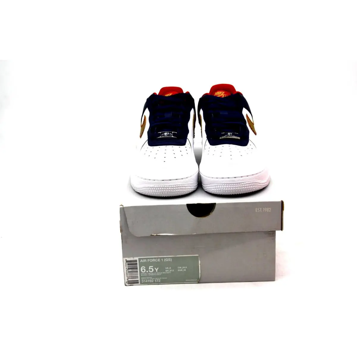 Nike shoes - Nike Air Force 1 - Air Force - WHITE/METALLIC GOLD-MIDNIGHT NAVY 7