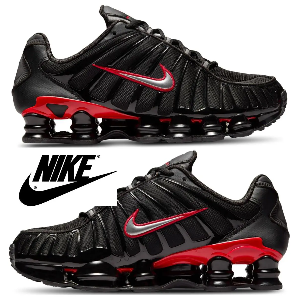 Nike shoes - Nike Shox - Shox - Black, Maufacturer: Black/University Red/Metallic Silver 17