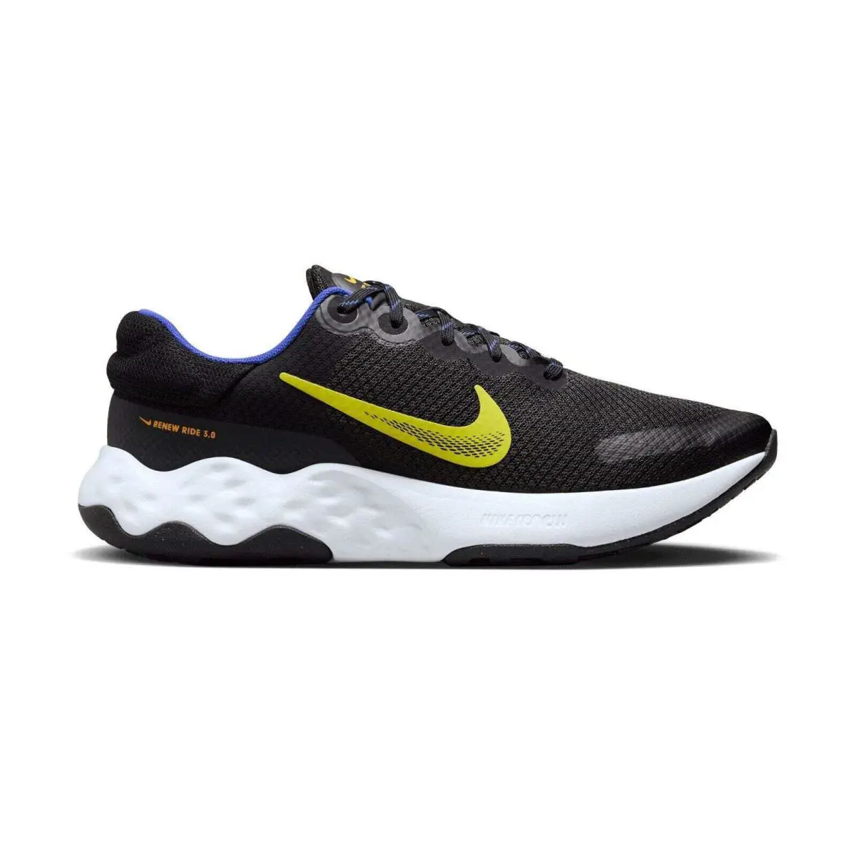 Nike Men`s Renew Ride 3 Running Shoe DC8185 001 Black High Vol - Black High Voltage Racer Blue Sundial