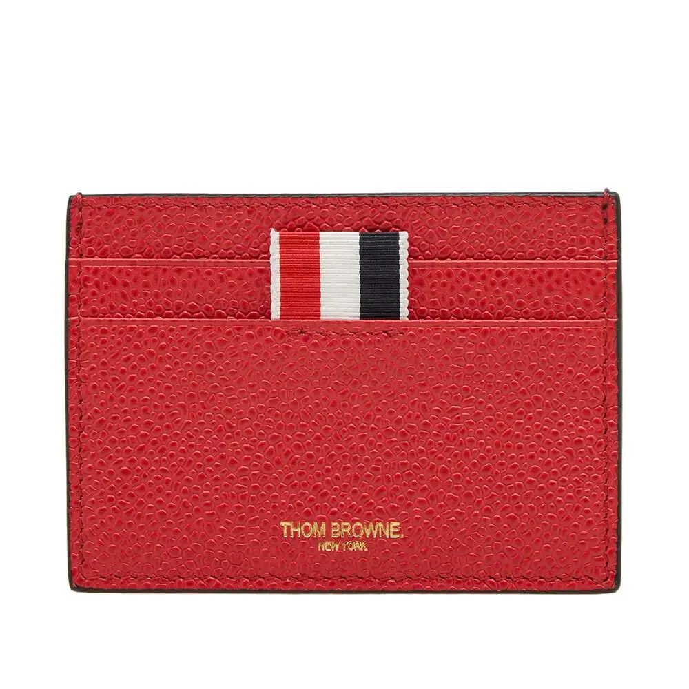 Card Case Holder Leather Bicolor Red Multi-color Pebble Gra by Thom Browne