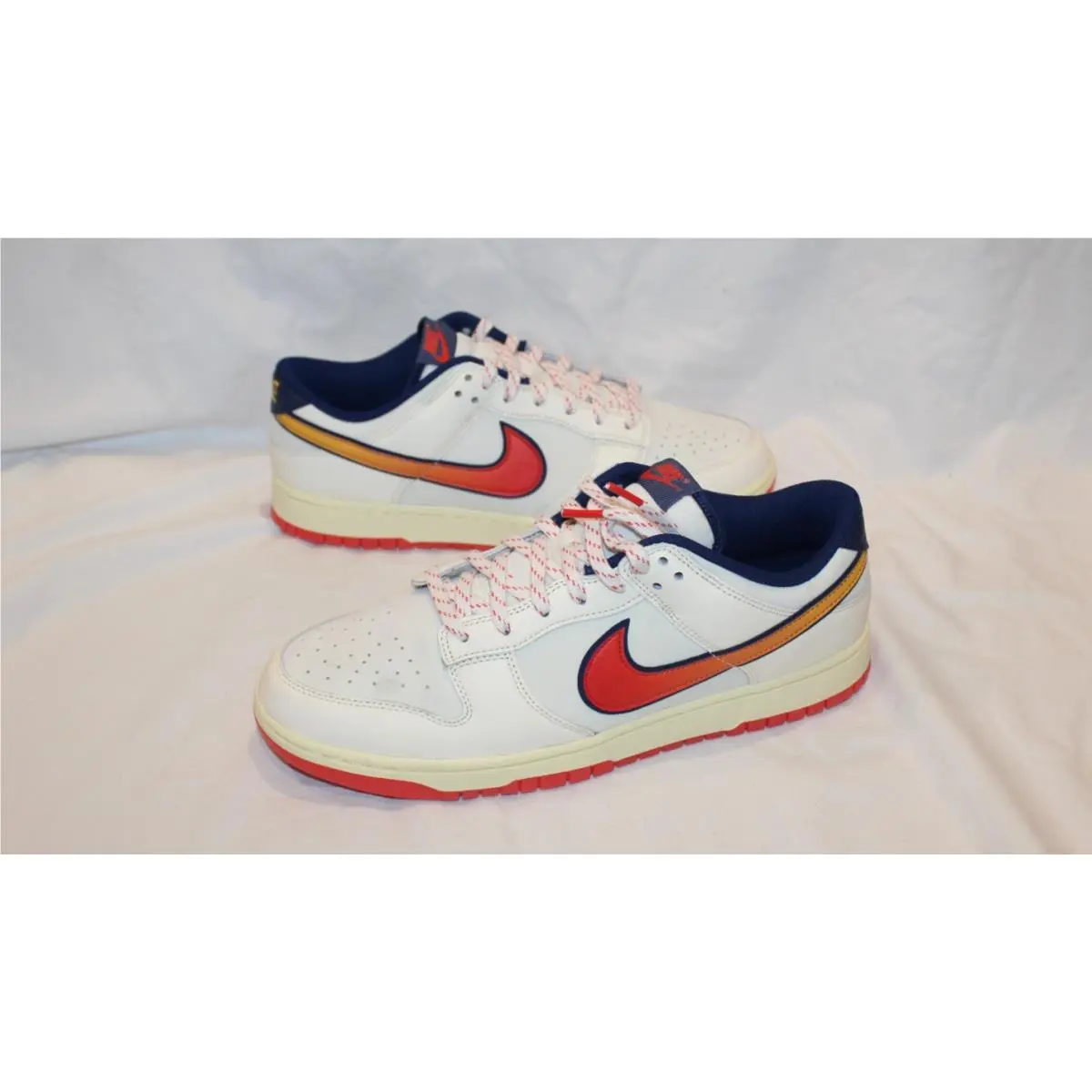 Nike Men`s Dunk Low SE Retro Pale Ivory Crimson Sail Leather Sneakers SZ 12 - Ivory