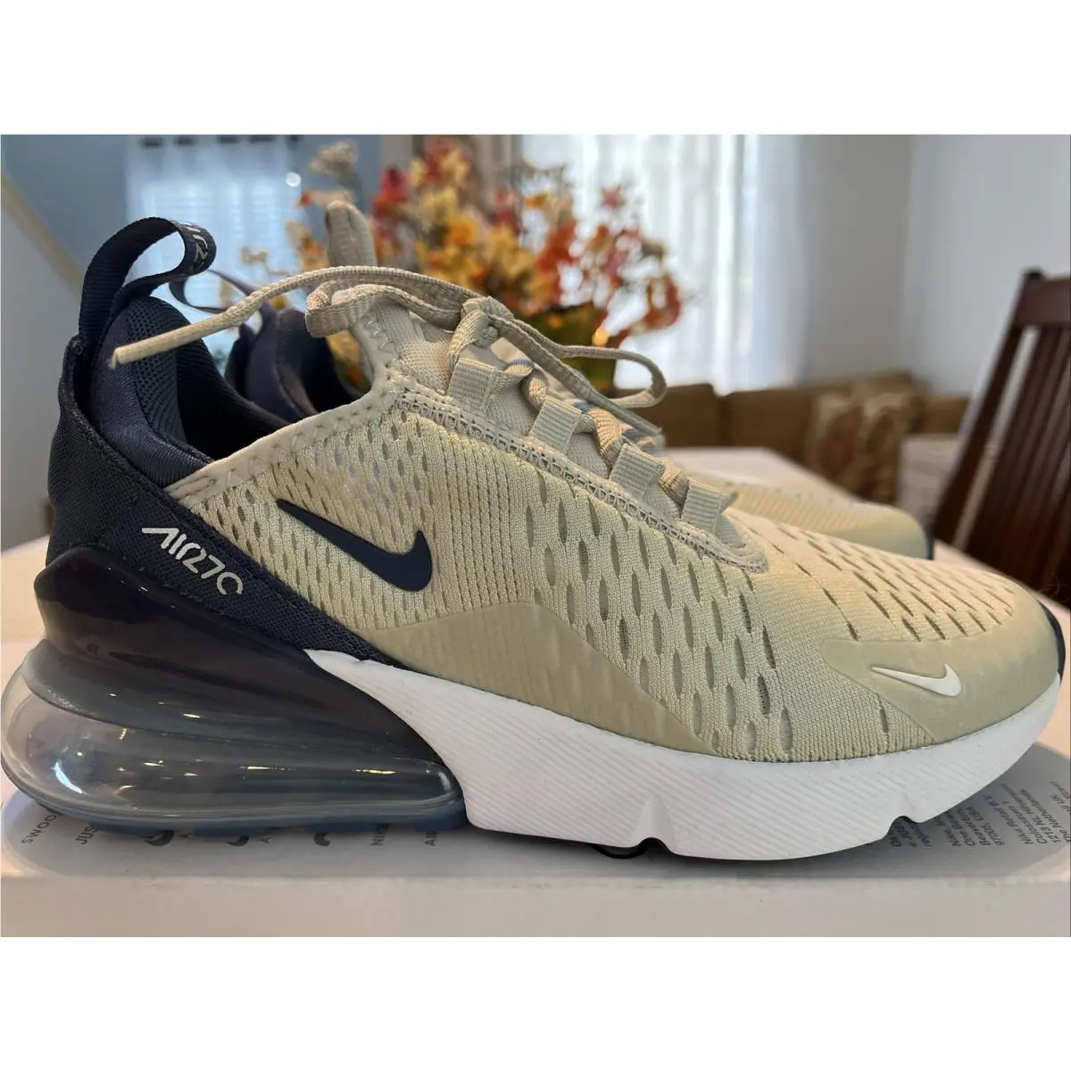 Women`s  Air Max 270 Light Bone Diffused Blue-white FQ8783 072 Size 6 Nolid by Nike