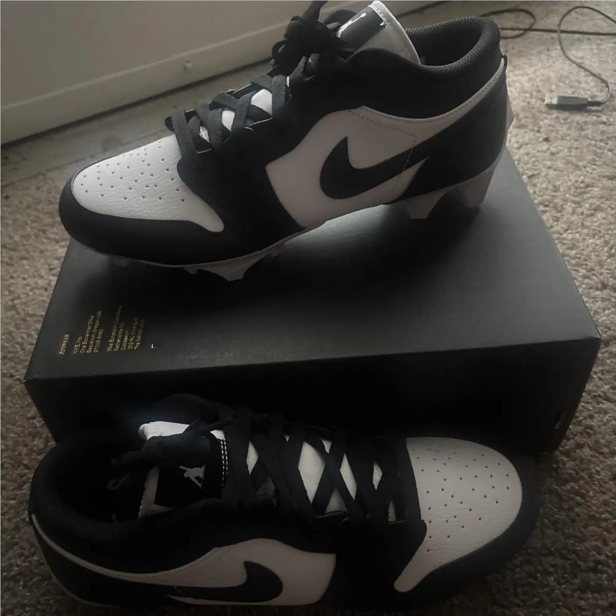 Jordan 1 Low TD Football Cleats Panda FJ6245-100 Size 9.5 by Nike
