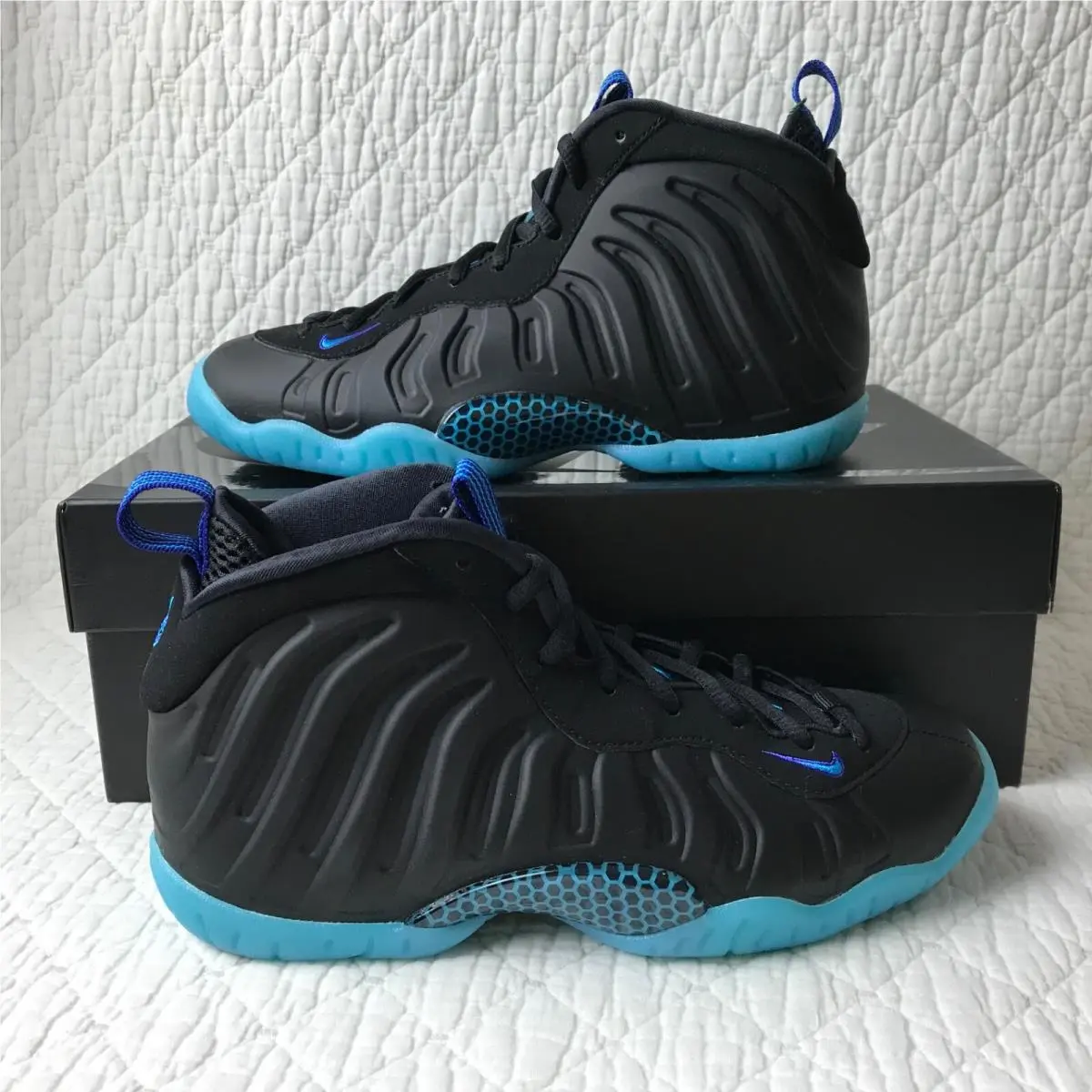 Nike Little Posite One QS (gs) Little Posite One QS GS Shoes Youth SZ 5Y Black Blue Lagoon CJ0839-001