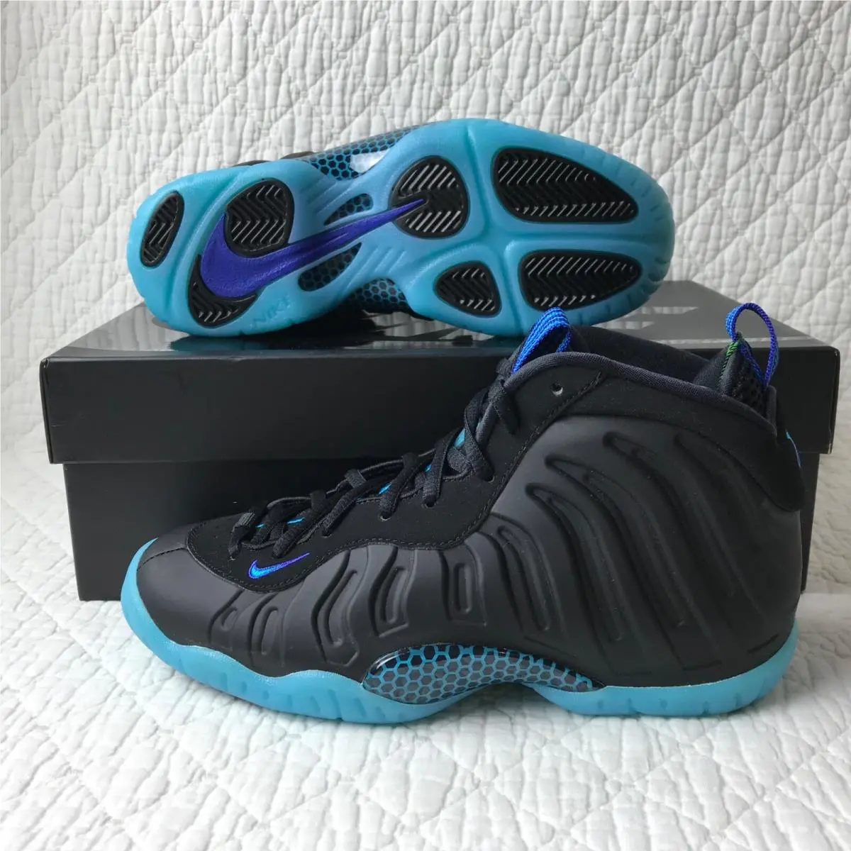 Nike shoes - Nike Little Posite One QS (GS) - CJ0839-001 - Black/Blue Lagoon 2