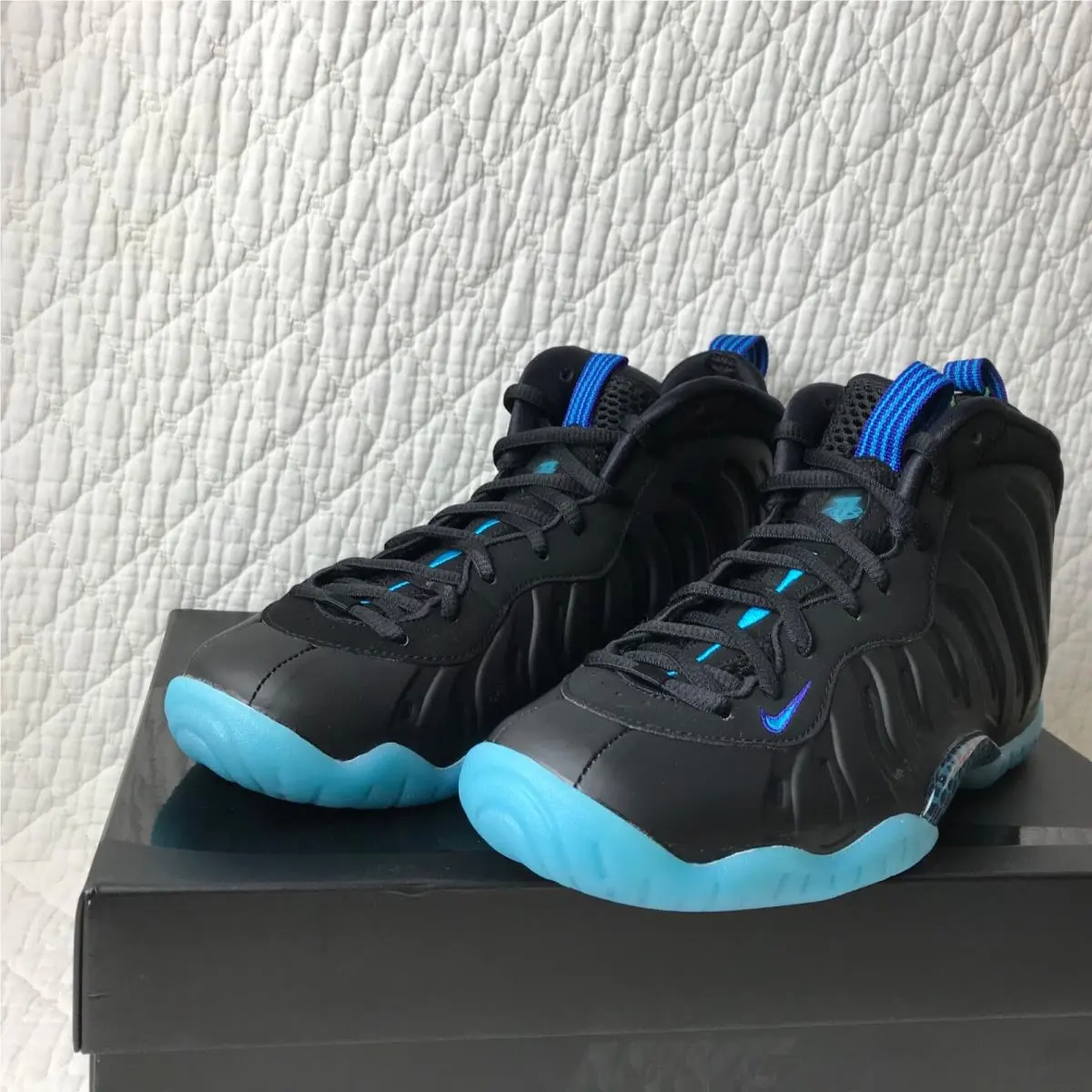 Nike shoes - Nike Little Posite One QS (GS) - CJ0839-001 - Black/Blue Lagoon 6