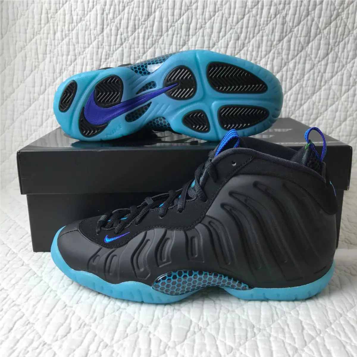 Nike shoes - Nike Little Posite One QS (GS) - CJ0839-001 - Black/Blue Lagoon 2