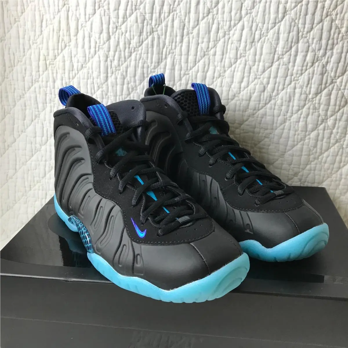 Nike shoes - Nike Little Posite One QS (GS) - CJ0839-001 - Black/Blue Lagoon 7