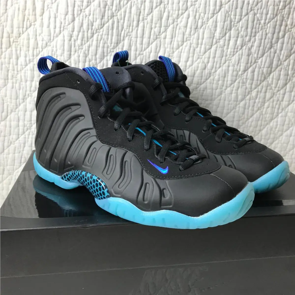 Nike shoes - Nike Little Posite One QS (GS) - CJ0839-001 - Black/Blue Lagoon 8