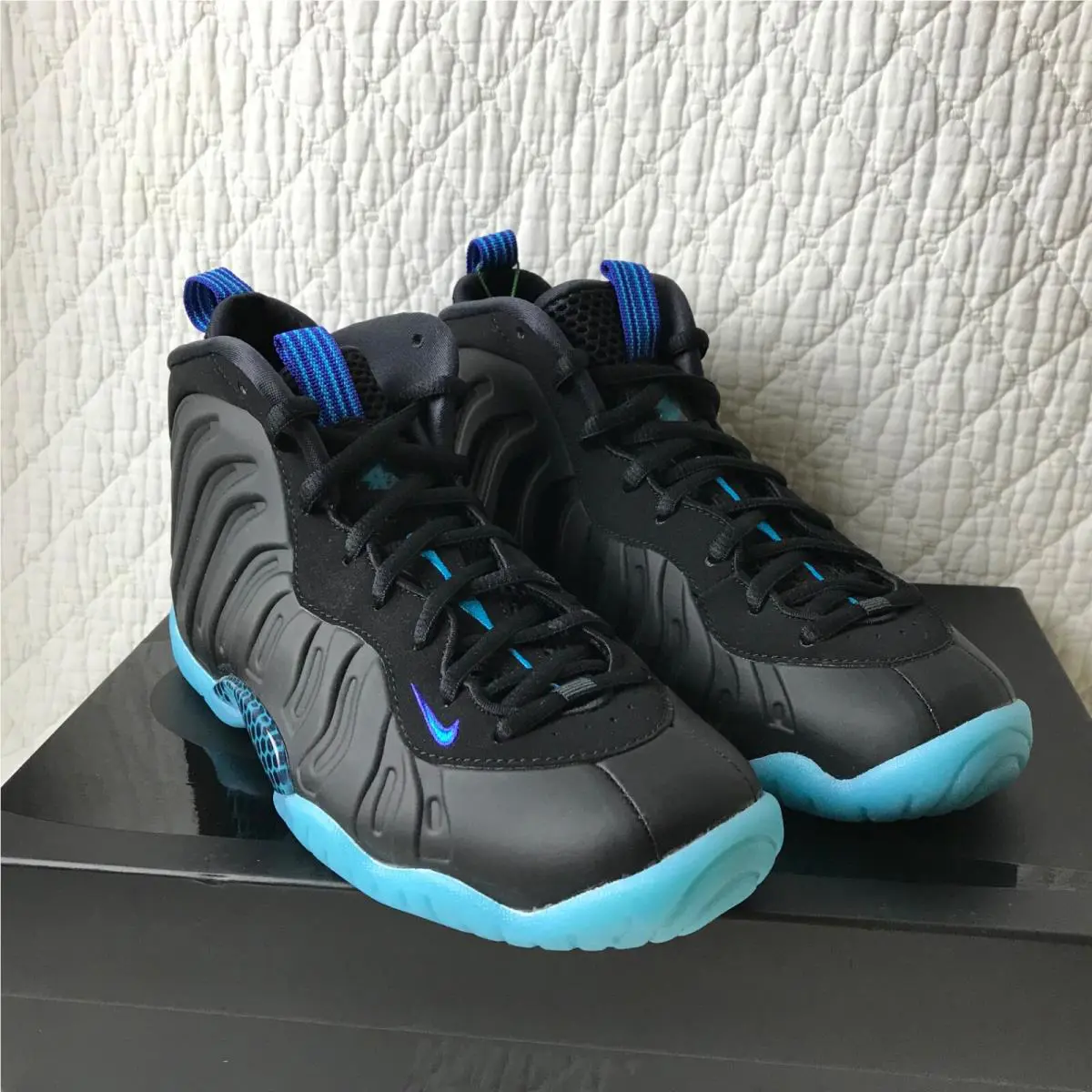 Nike shoes - Nike Little Posite One QS (GS) - CJ0839-001 - Black/Blue Lagoon 7