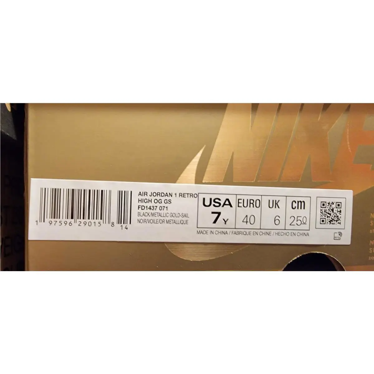 Nike shoes - Air Jordan 1 Retro High OG - FD1437 071 - Black/Metallic Gold-Sail (UPC: 197596290158) 8