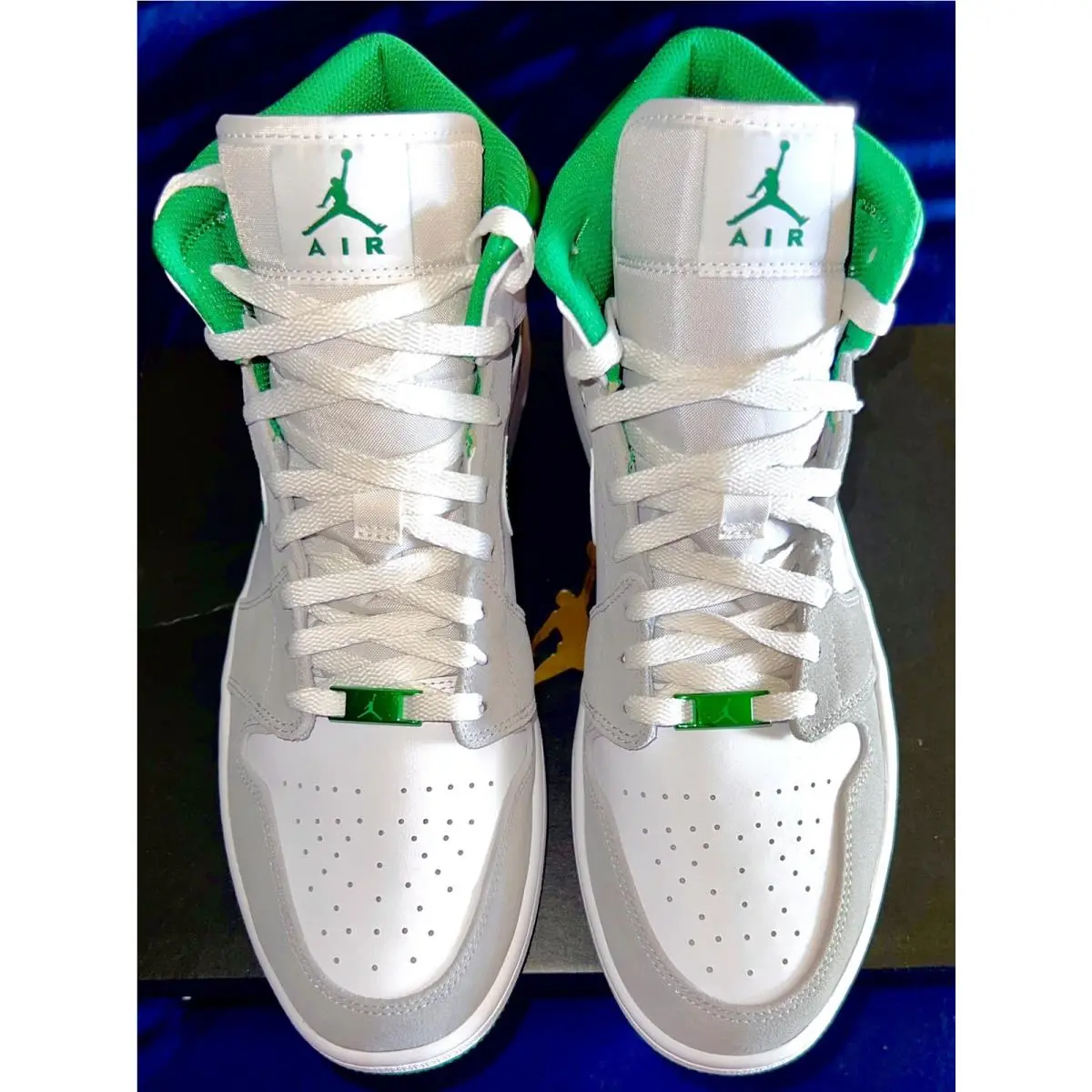 Nike shoes - Air Jordan 1 Mid SE - DC7294-103 - White/Neutral Grey-Lucky Green🍀 0