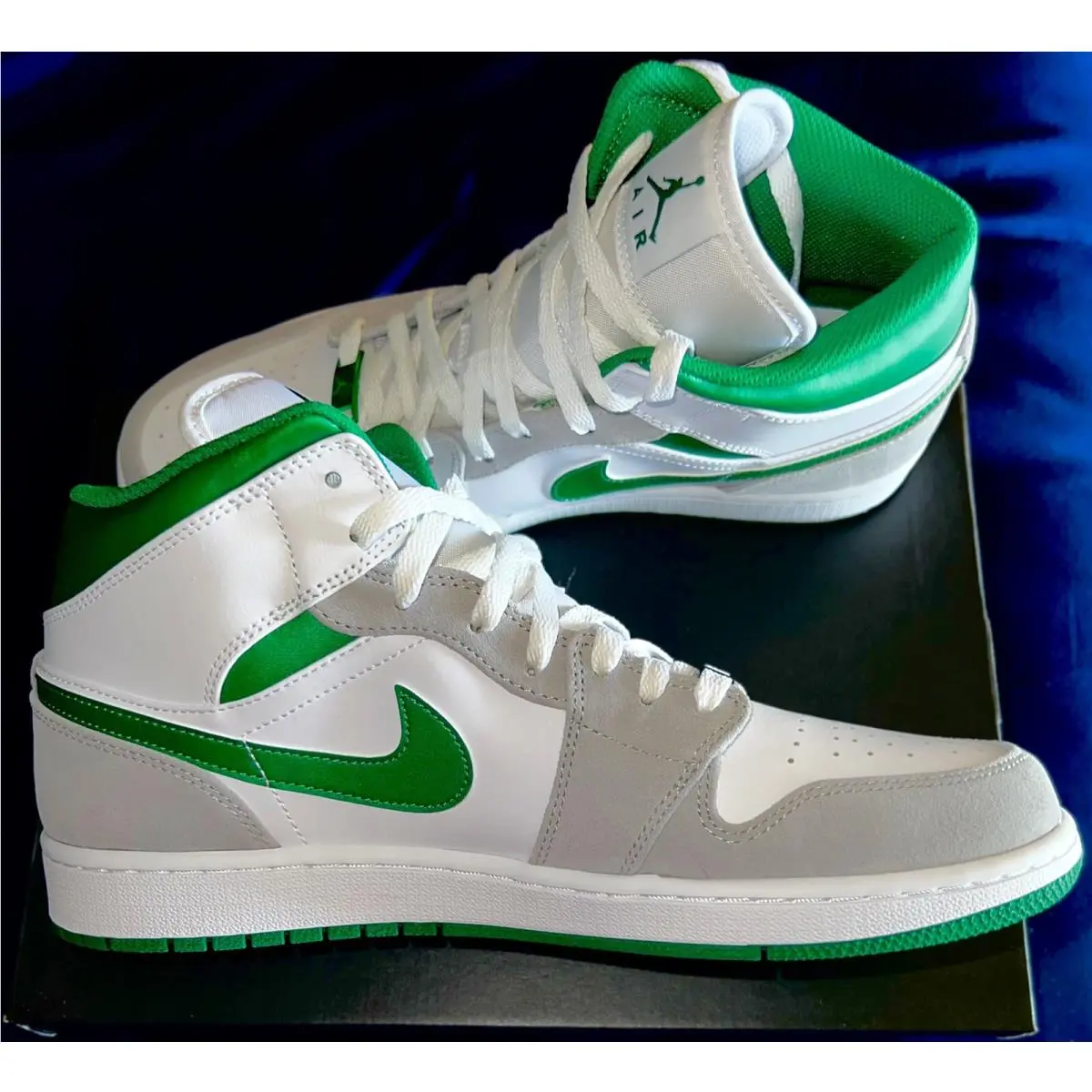 Nike shoes - Air Jordan 1 Mid SE - DC7294-103 - White/Neutral Grey-Lucky Green🍀 2
