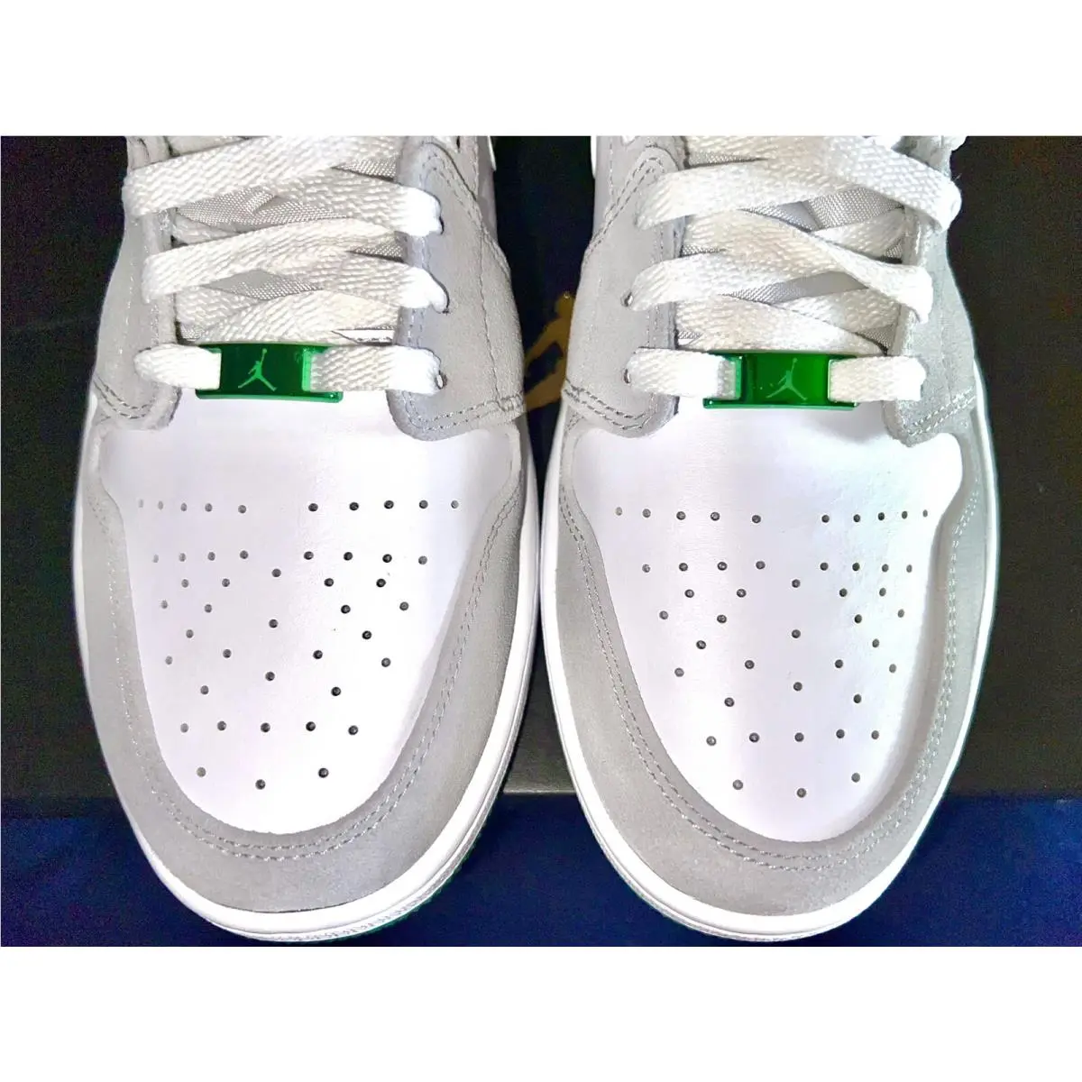 Nike shoes - Air Jordan 1 Mid SE - DC7294-103 - White/Neutral Grey-Lucky Green🍀 3