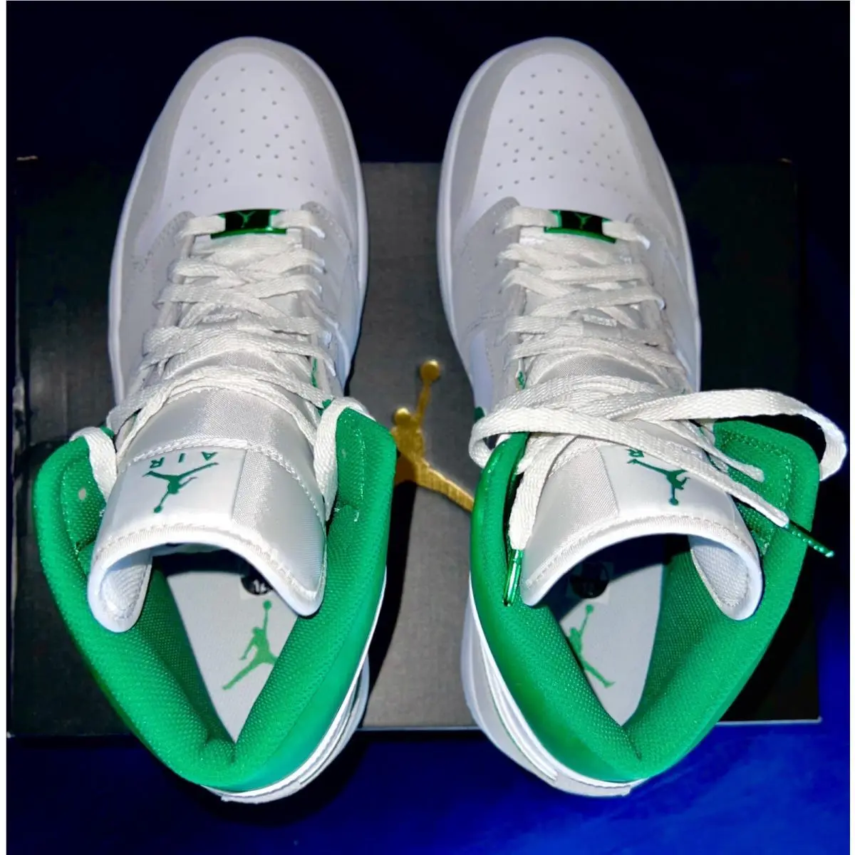 Nike shoes - Air Jordan 1 Mid SE - DC7294-103 - White/Neutral Grey-Lucky Green🍀 4