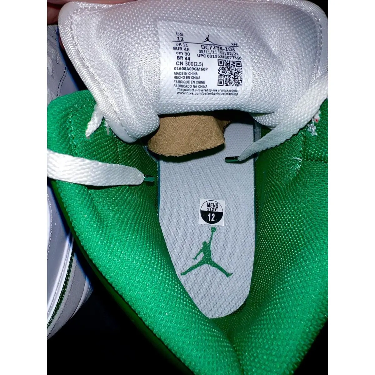 Nike shoes - Air Jordan 1 Mid SE - DC7294-103 - White/Neutral Grey-Lucky Green🍀 7