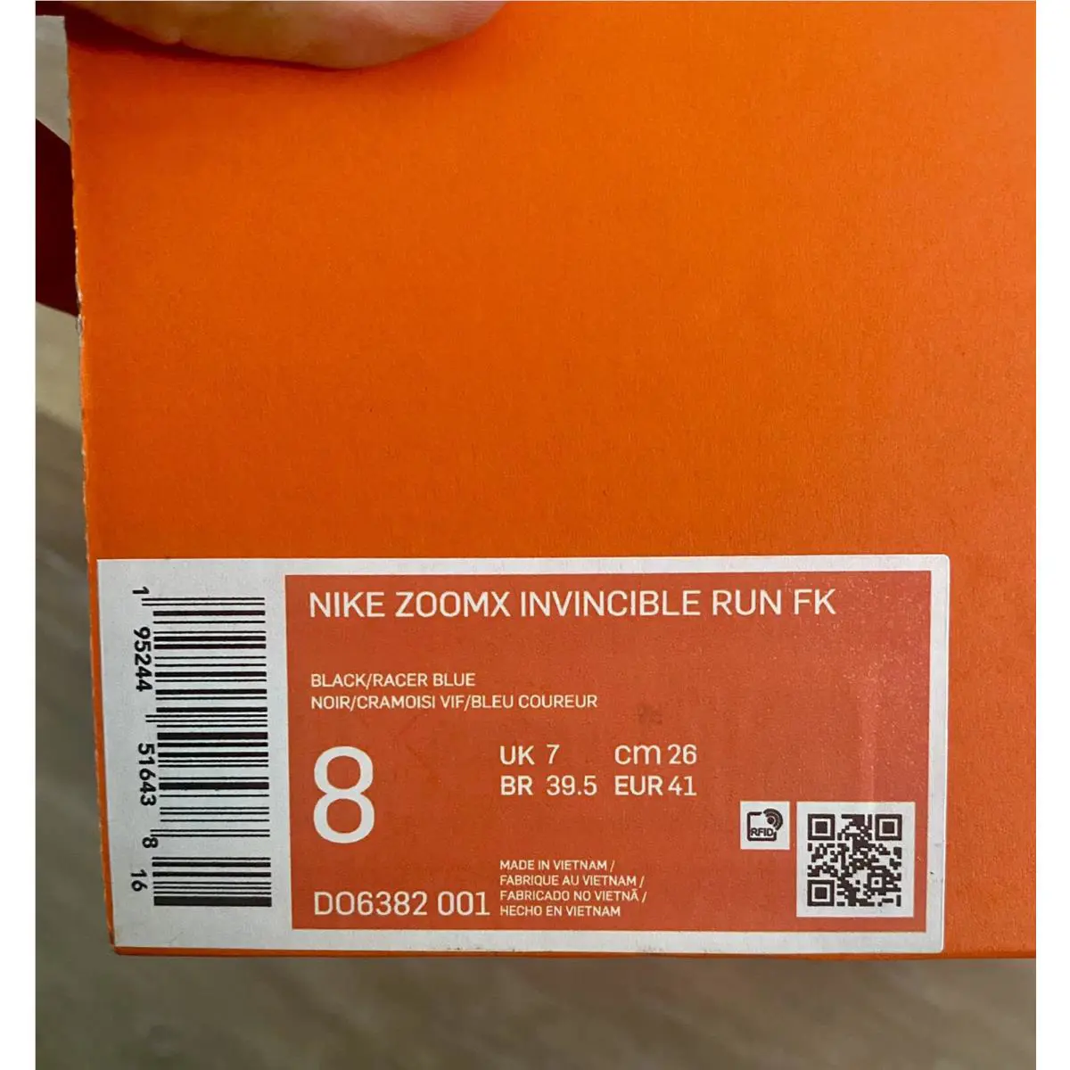 Nike shoes - Nike ZoomX Invincible Run Flyknit - DO6382-001 - Black-Racer Blue-Total Orange (UPC: 195244516438) 10