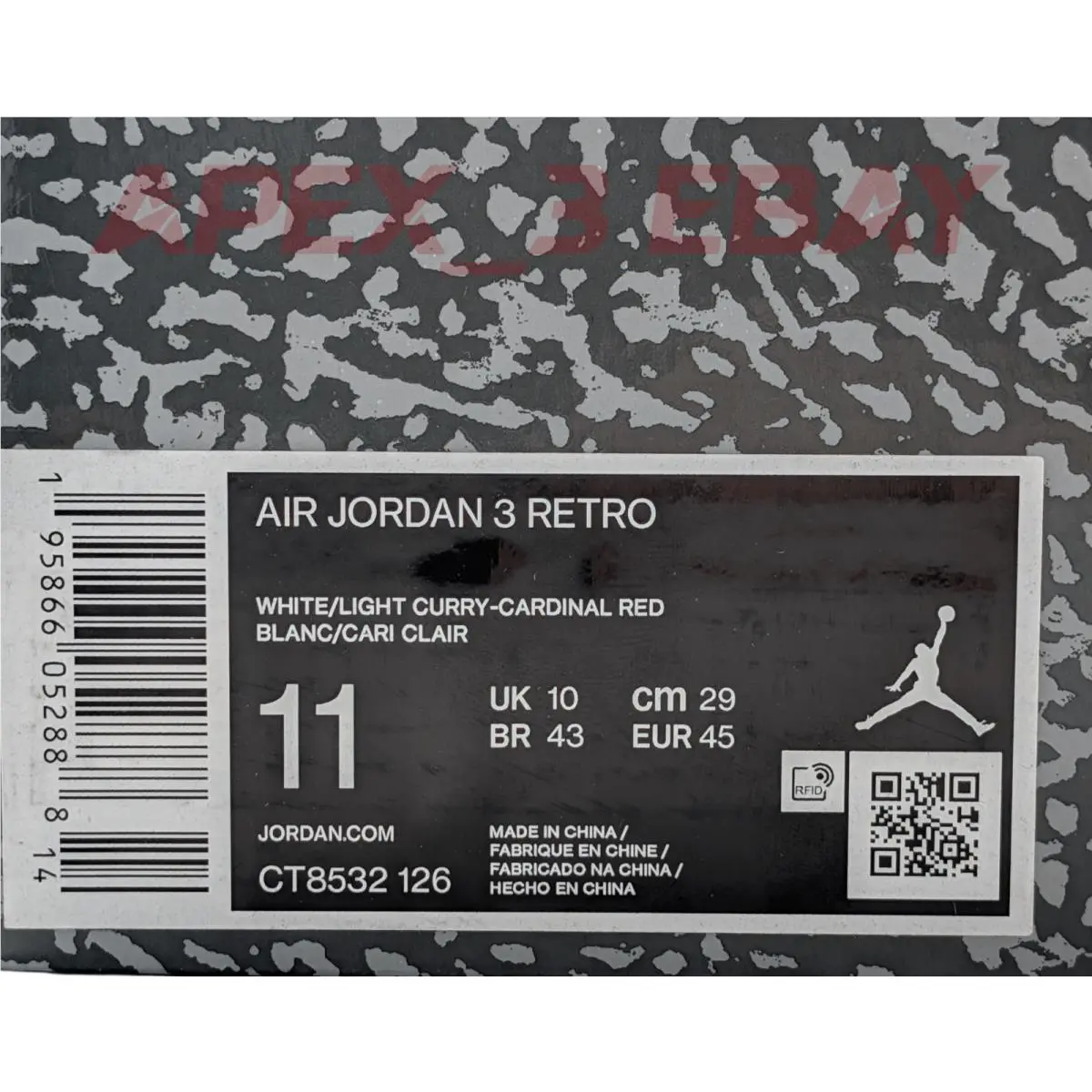 Nike shoes - Air Jordan 3 - Air - CT8532-126 - WHITE/LIGHT CURRY-CARDINAL RED-CEMENT GREY 7