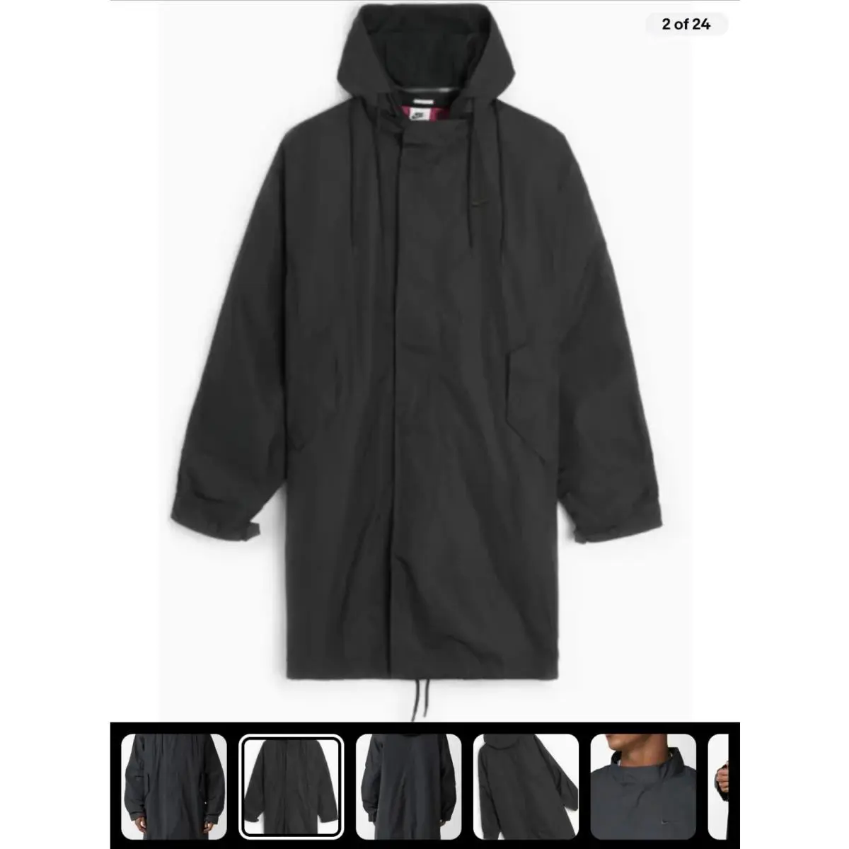 Nike Mens Black Sportswear Oversized Therma-fit Life Hooded Parka Jacket Sz Xxl