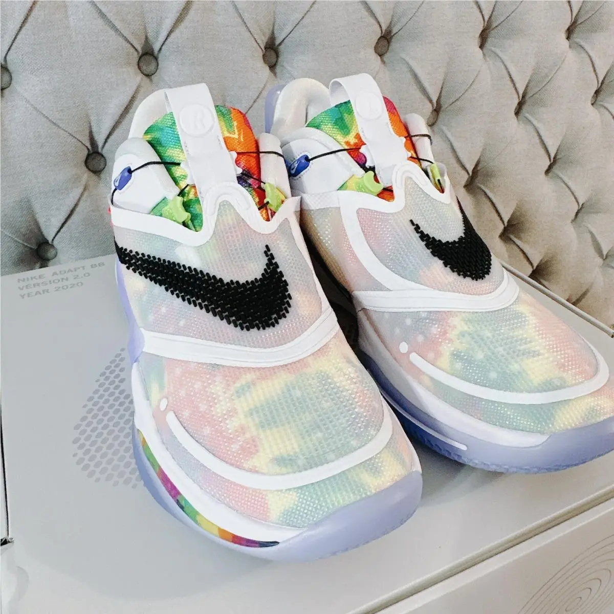 Nike shoes - Nike Adapt BB 2.0 - Adapt - BQ5397-100 - White Blue Tie Dye, Manufacturer: White/Black-Multi-Color (UPC: 193658812252) 2