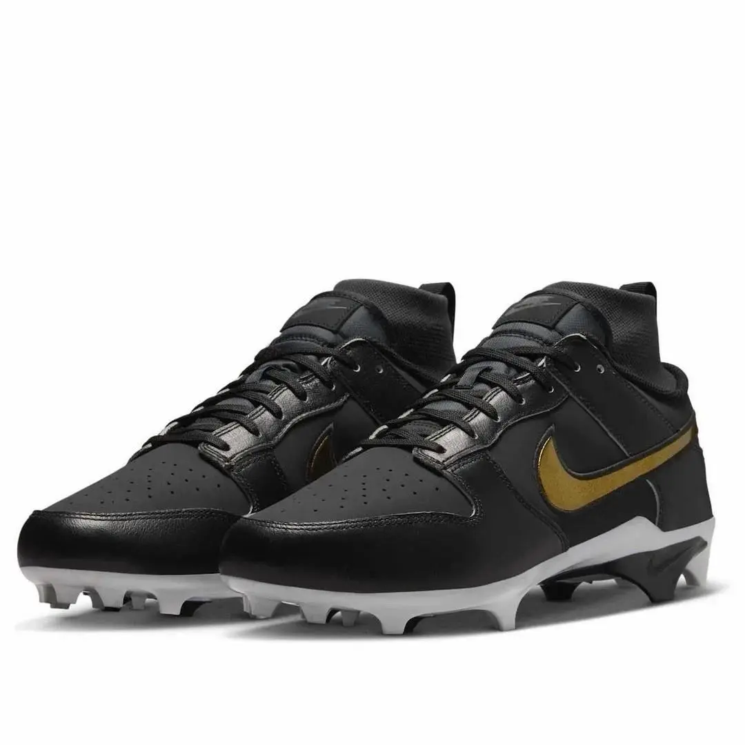 Men’s Size 8.5 Nike Alpha Menace Dunk Gold Black Football Cleats HV6923-001
