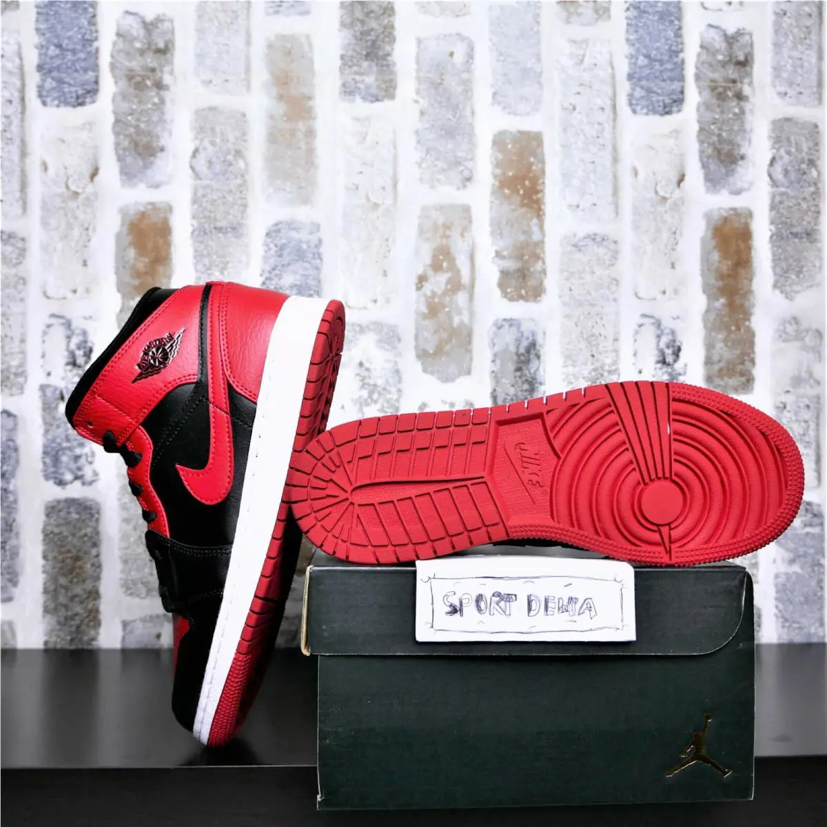 Nike shoes - Jordan Air 1 Mid GS - 554725-074 - Red, Manufacturer: Red 4