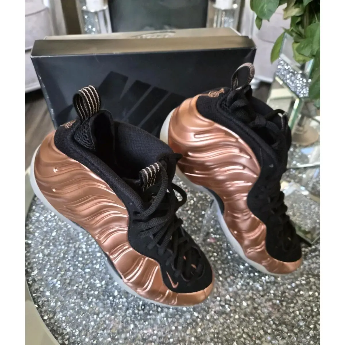 Nike Air Foamposite One Men`s Size 8/WOMEN`S Size 9.5 Black and Copper - Copper