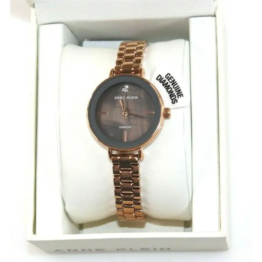 Anne Klein Women`s Diamond-accent Rose Gold-tone Bracelet Watch 30mm
