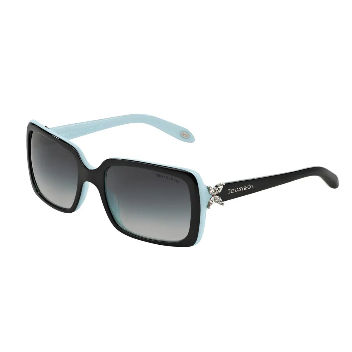 Tiffany Co. TF4047B 80553C Sunglasses Black on Tiffany Blue Grey Lens 55mm