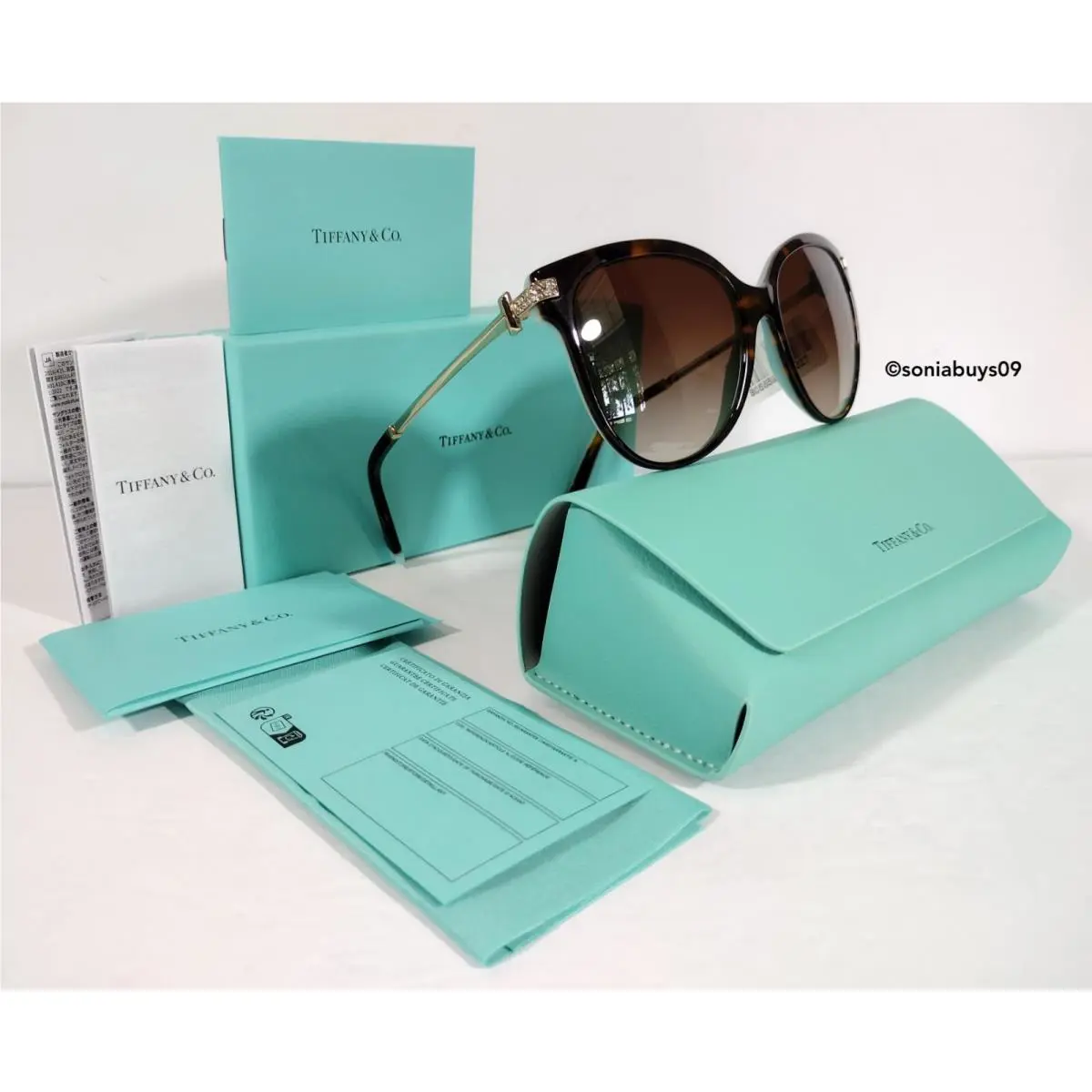 Tiffany Co. Round Women`s Sunglasses Tortoise Brown Gradient