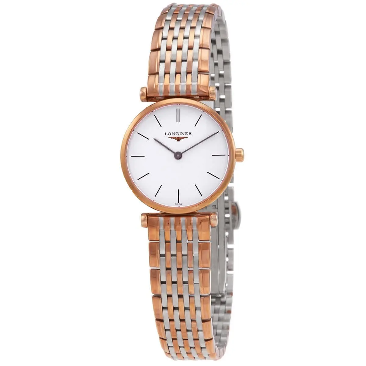 Longines La Grande Classique Quartz White Dial Ladies Watch L42091927 - Dial: White, Band: Silver, Pink, Bezel: Pink