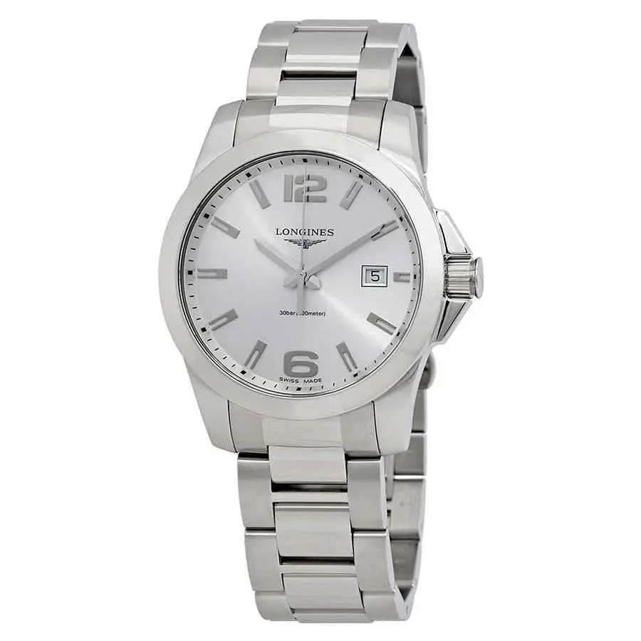 Conquest Silver Dial Stainless Steel Men`s 41mm Watch L37594766 by Longines