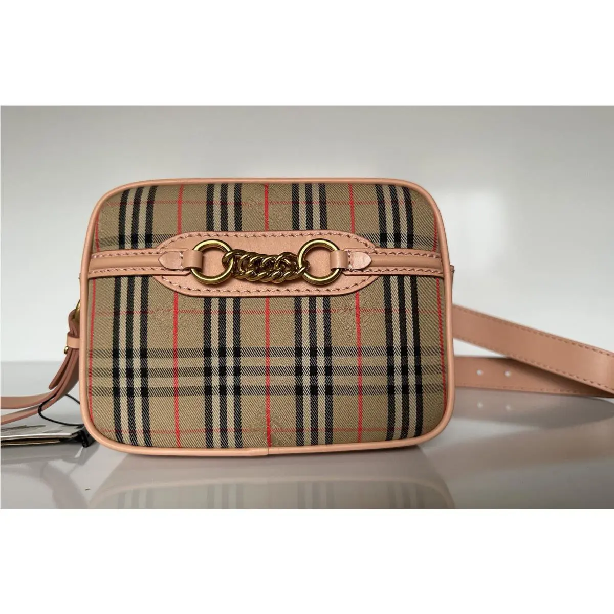 Burberry Peach Women`s Leather Link Bum Belt/waist/body Bag 80075101