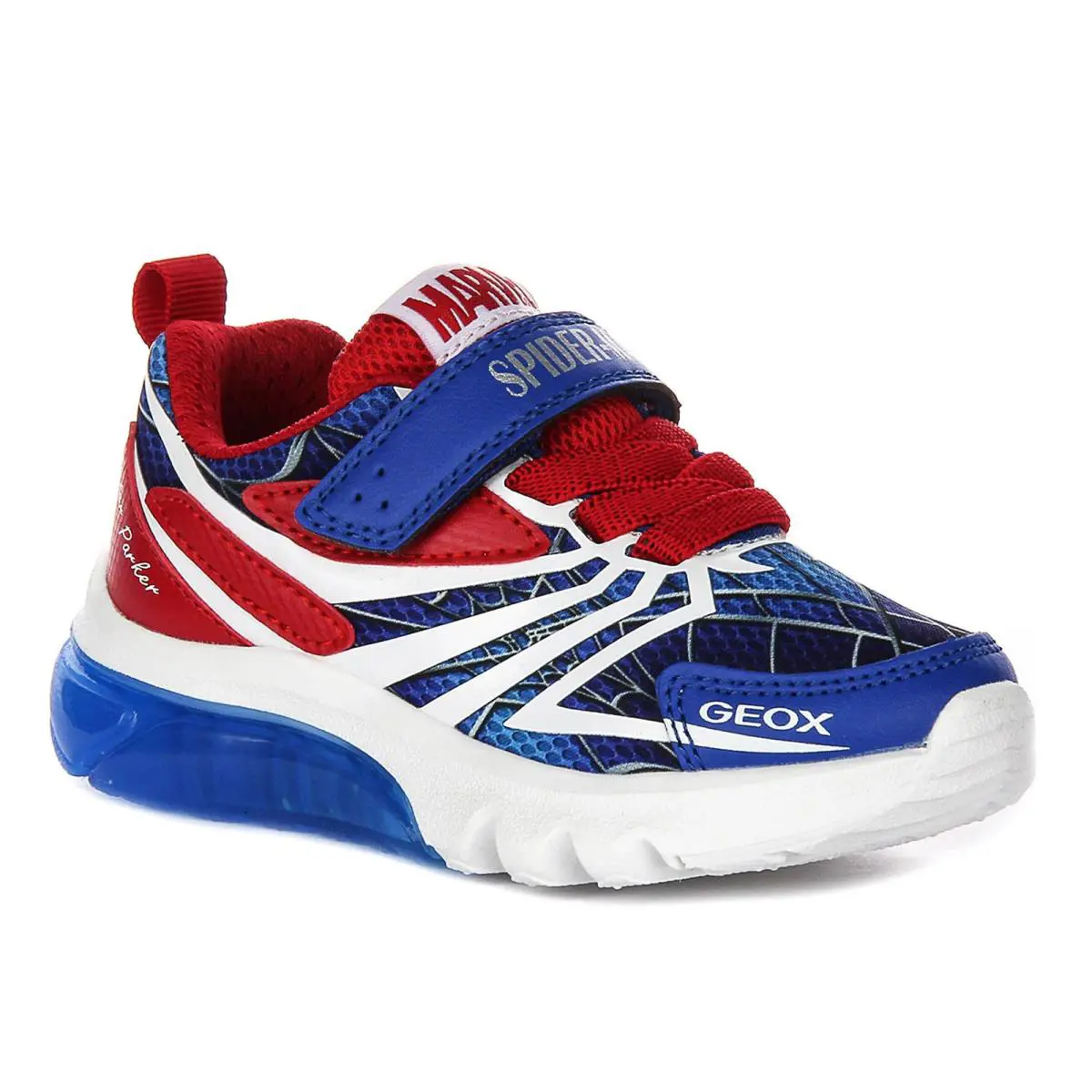 J Ciberdrone A Spiderman Signed Strap Boys Sneaker In Navy Red US 1 - 4 NAVY RED by Geox