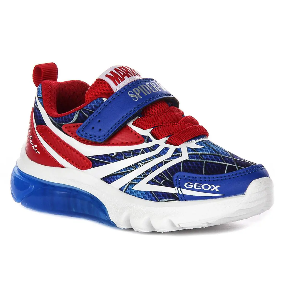 Geox Junior Ciberdrone A Spiderman Strap Boys Sneaker In Navy Red US 8 - 13