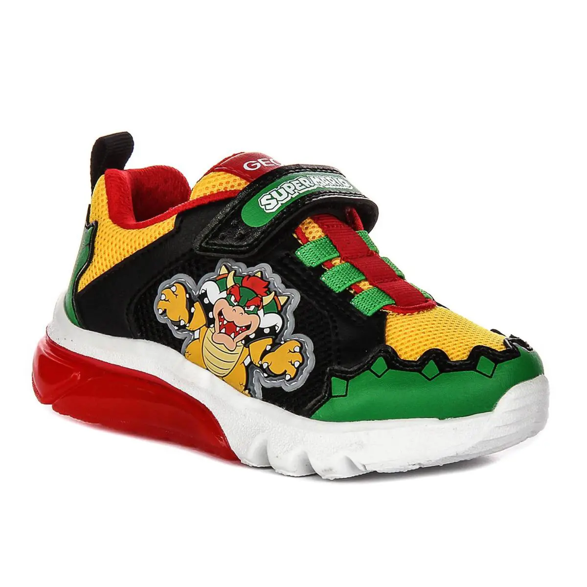 Geox J Ciberdrone A Supermario Strap Boys Sneakers In Green Multi US 1 - 4
