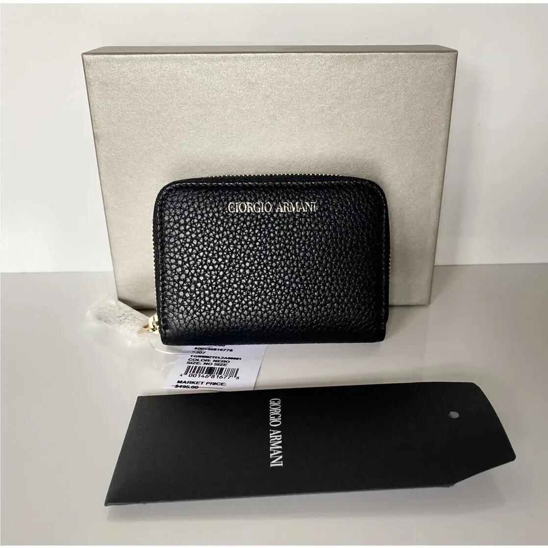 Giorgio Armani Logo Leather Zip-aroud Wallet Made in Italy