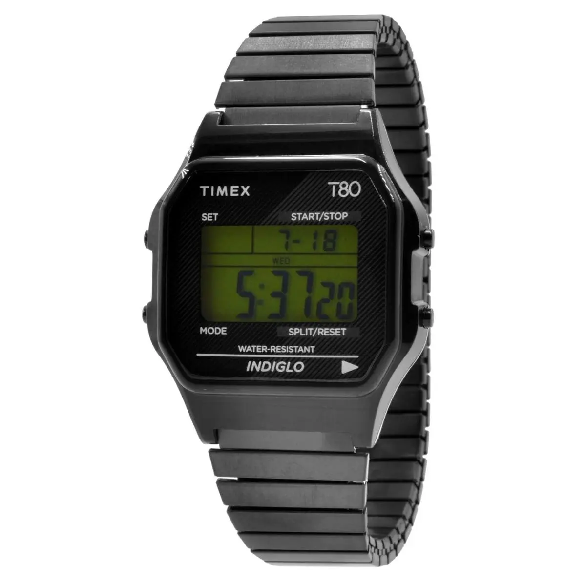 Unisex Watch T80 Grey Dial Black Stainless Steel Expansion Band TW2R67000 by Timex