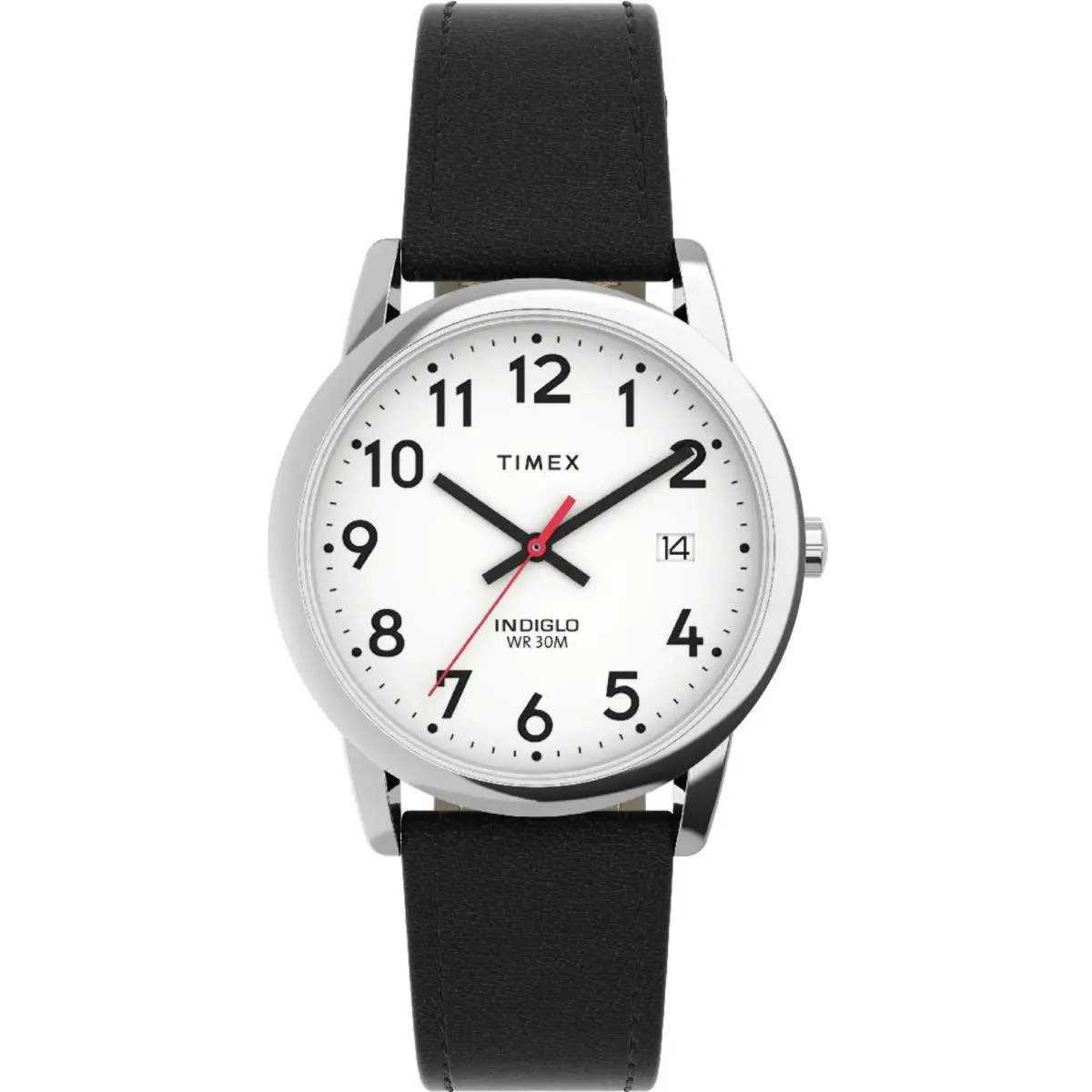 Timex TW2V75100 Men`s Easy Reader 35mm Date Display Eco-friendly Strap Watch - Silver, Dial: White, Band: Black